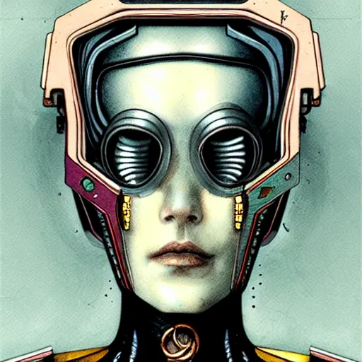 Prompt: futurist cyborg empress, perfect future, award winning art by santiago caruso, iridescent color palette