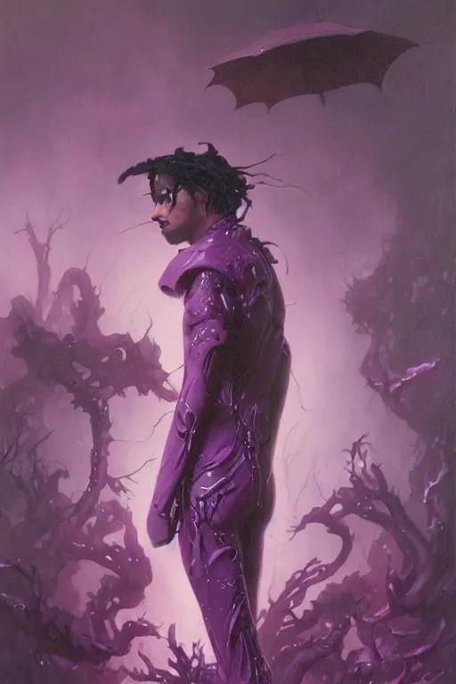 Prompt: purple rain, extremely detailed painting by gerald brom and and greg rutkowski