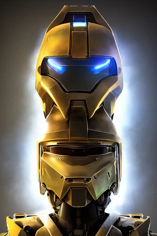 Image similar to robot ninja mask helmet halo master chief radiating a glowing aura global illumination ray tracing hdr fanart arstation by ian pesty and katarzyna da „ bek - chmiel