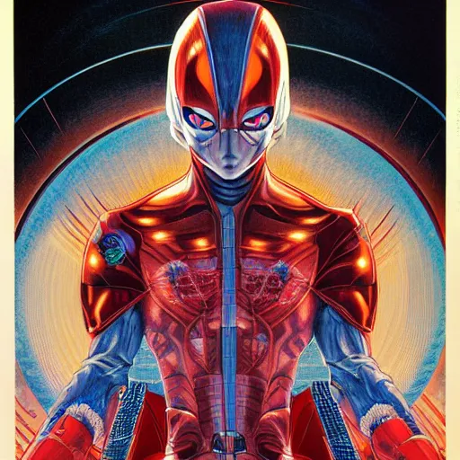 Image similar to portrait of ultraman, symmetrical, by yoichi hatakenaka, masamune shirow, josan gonzales and dan mumford, deayami kojima, takato yamamoto, barclay shaw, karol bak, yukito kishiro