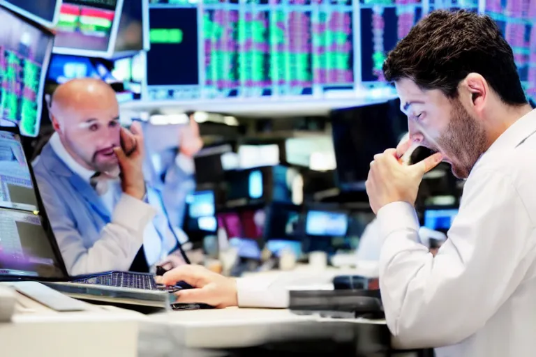 Image similar to trader losing money on the stock market, scary, hd