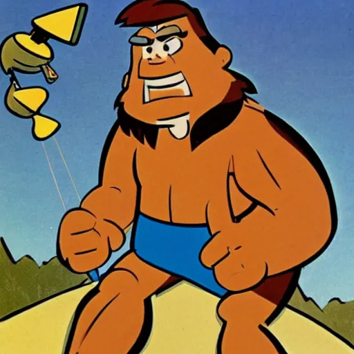 Prompt: standard profile picture, Hanna-Barbera style Caveman, 1960s cartoon