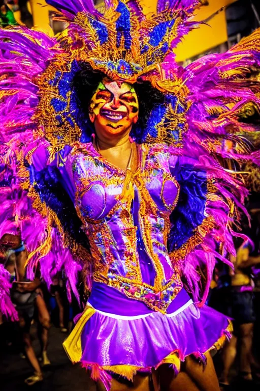 Image similar to a woman dancing in the carnaval in rio de janeiro. dramatic lighting. full body. detailed. pretty artistic. sharp focus