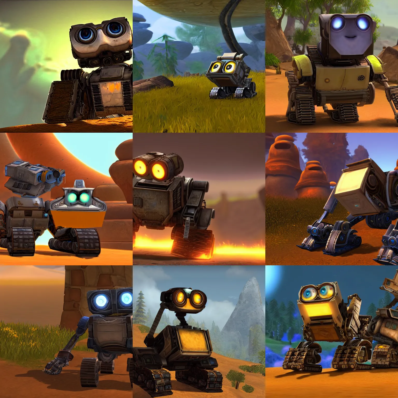 Prompt: WALL-E in world of warcraft screenshot