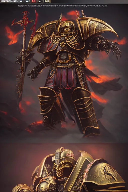 Image similar to a 🐉 warhammer 4 0 k horus heresy fanart - the primarchs emperor by johannes helgeson animated with vfx concept artist & illustrator global illumination ray tracing hdr fanart arstation zbrush central hardmesh 8 k octane renderer comics stylized