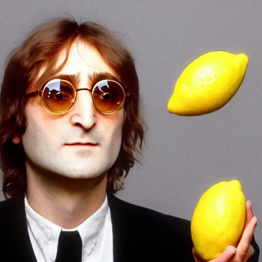 Image similar to john lennon as a lemon mixed with a lemon looks like a lemon, lemon