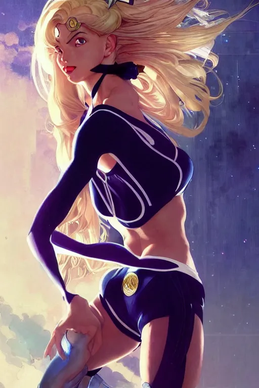 Prompt: gta blonde sailor moon normani as aeon flux profile picture by greg rutkowski, dynamic pose, intricate, futuristic, fantasy, elegant, by stanley artgerm lau, greg rutkowski, thomas kindkade, alphonse mucha, loish, norman rockwell, fantasy lut, asymmetric, long hair, retro computer graphics, video game, fluid lines,