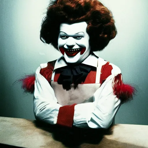 Image similar to photo of evil ronald mcdonald