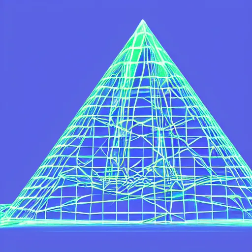 Image similar to neon wireframe 3 d pyramid vaporwave style