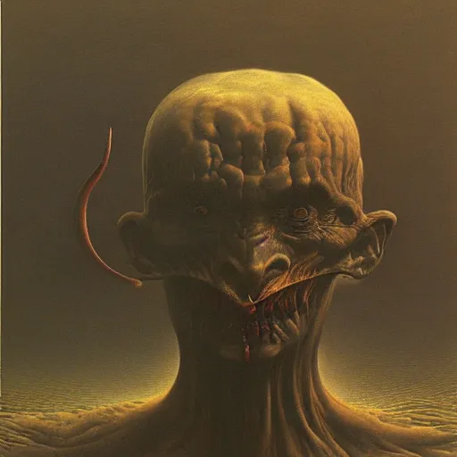 Prompt: The Devil by Zdzisław Beksiński, oil on canvas