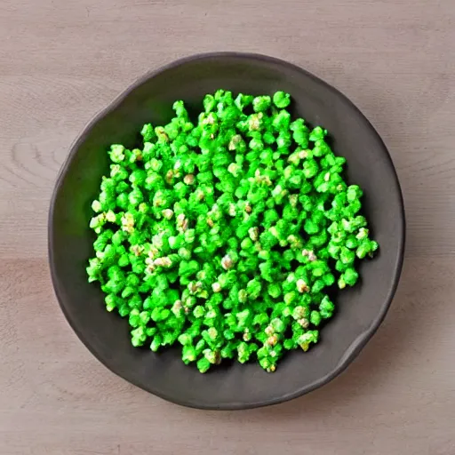 Prompt: photo of green popcorn, award winning, epic