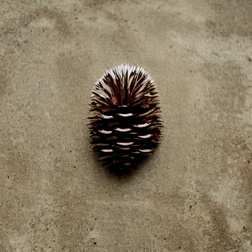 Image similar to photo of a pinecone with the face of a hedgehog