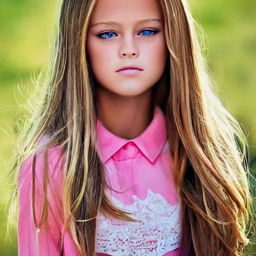 Prompt: Kristina Pimenova, 9yo, by Tom Bagshow