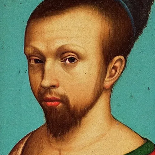 Prompt: a renaissance style portrait painting of Bart Simpson