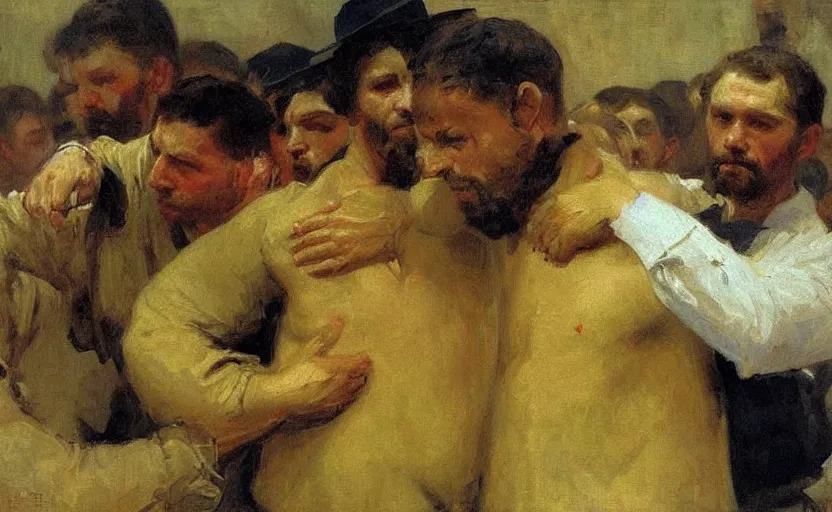 Prompt: high quality high detail painting by ilya repin, fbi arresting a man, hd