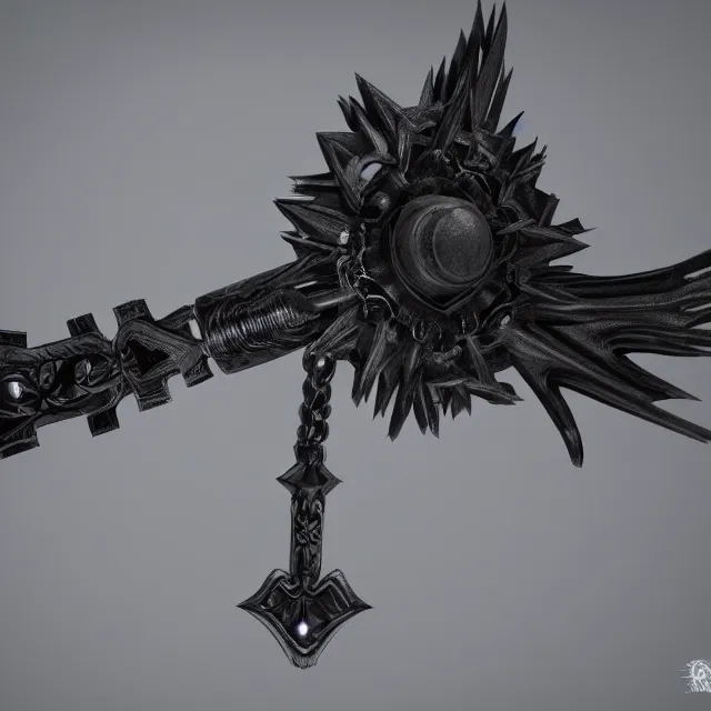 Image similar to kingdom hearts keyblade fluffy scary, dark cinematic, volumetric, realistic, 3 d render, cinematic lighting, ray tracing, cinematic, unreal engine 5, unreal engine render, octane render, hyper realistic, photo, 8 k