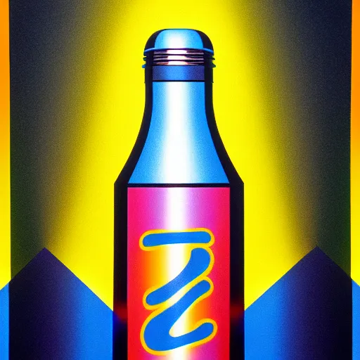 Image similar to chrome soda bottle by shusei nagaoka, kaws, david rudnick, airbrush on canvas, pastell colours, cell shaded, 8 k