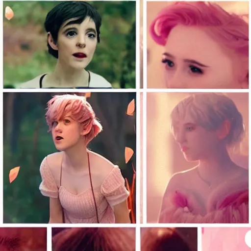 Image similar to Peach as a pixie dream girl in an A24 film aesthetic!!!