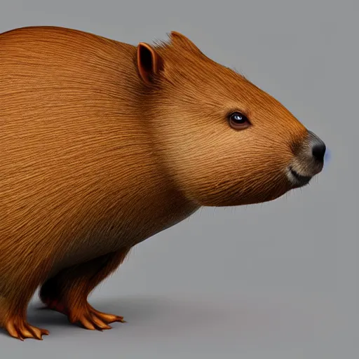 Prompt: low polygon render of a capybara on a white backround, isometric 3 d, ultra hd