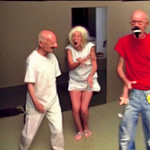Image similar to found vhs still of trash humpers going crazy