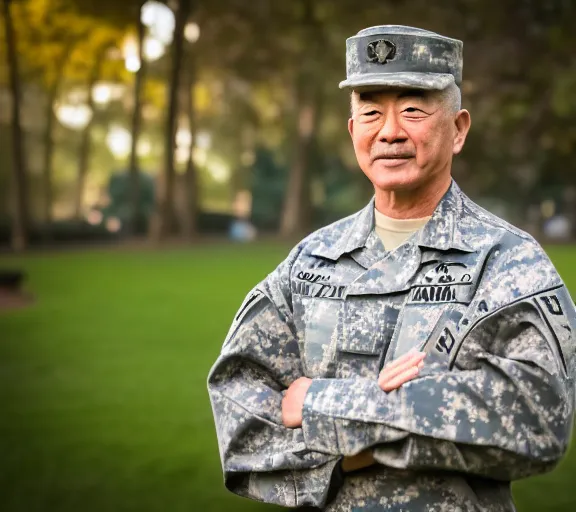 Image similar to 5 5 mm portrait photo of a military admiral with shiba inu face, in a park by luis royo. soft light. sony a 7 r iv
