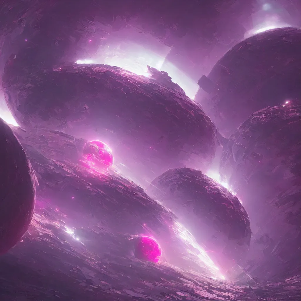 Image similar to dyson sphere program pink planet, concept art, by greg rutkowski, xray melting colors