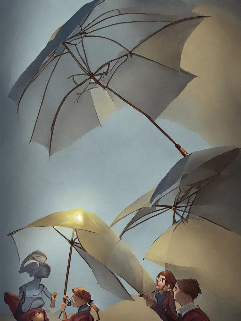 Image similar to under the umbrella, by disney concept artists, blunt borders, golden ratio, beautiful light