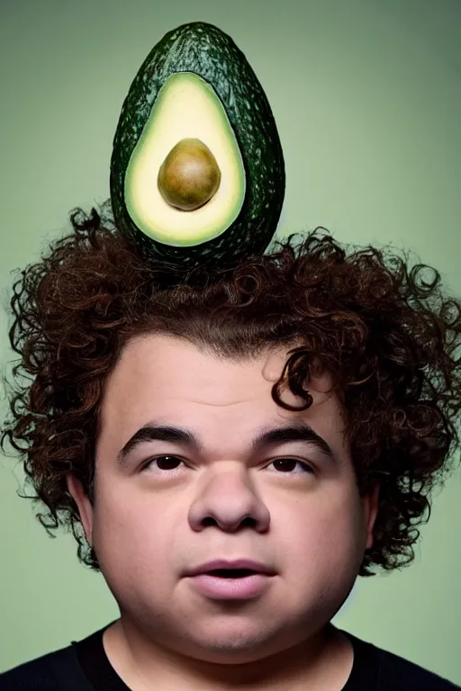 Image similar to 📷 gaten matarazzo face is an avocado seed 🥑, made of food, head portrait, dynamic lighting, 4 k