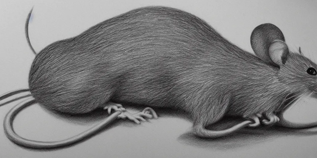 Prompt: a beautiful pencil drawing of exactly one!!!!! cartoon mouse; masterpiece; extremely highly detailed; ultra-realistic; trending on artstation