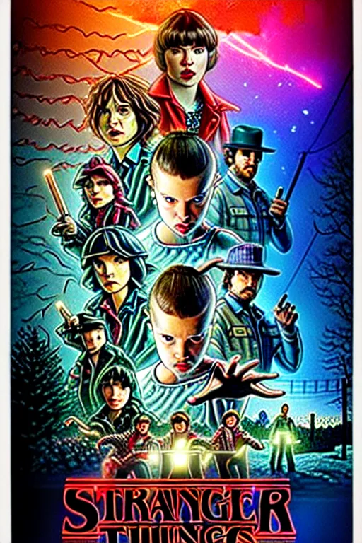 Stranger Things Season 5 Poster with cast of Futurama