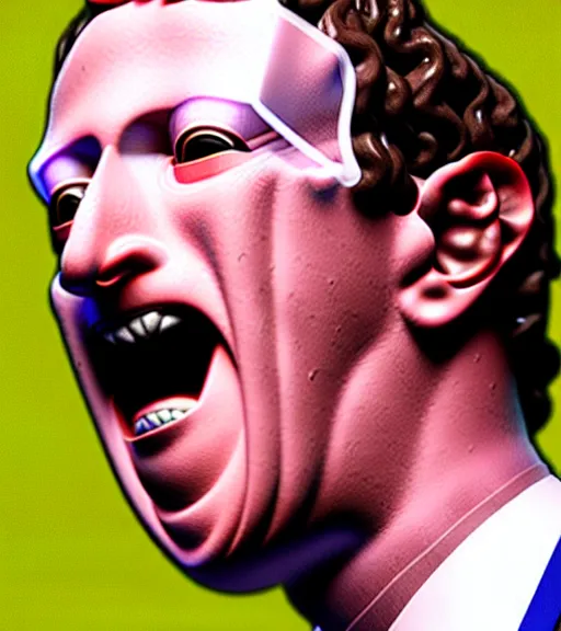 Prompt: demon mark zuckerberg eating the brains of the poor facebook users