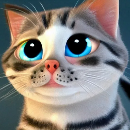 Image similar to pixar animation cute cartoon cat