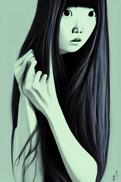 Prompt: sadako, pop art, asymmetrical, high details, digital painting, artstation trending, concept art, smooth, sharp focus, illustration, intecrate details, art by richard hamilton and mimmo rottela, pixels art by paul robertson