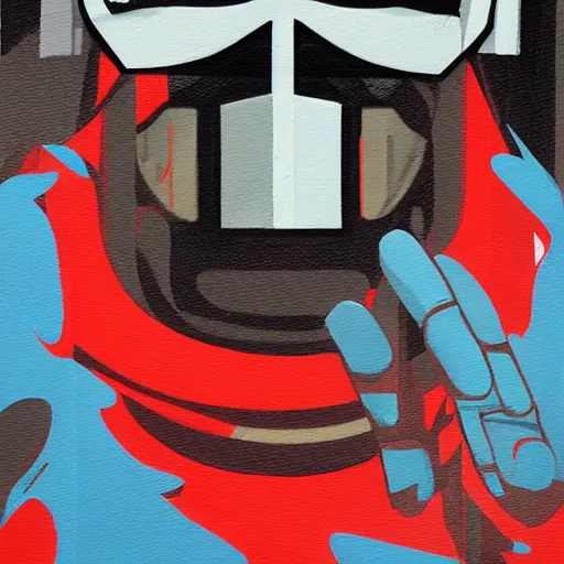 Prompt: Supreme x Mf Doom Painting by Sachin Teng, asymmetrical, Organic Painting , Matte Painting, geometric shapes, hard edges, graffiti, street art,:2 by Sachin Teng:4