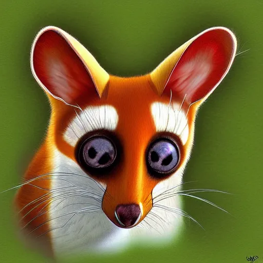 Prompt: An orange and brown ringtail, furry art, digital art