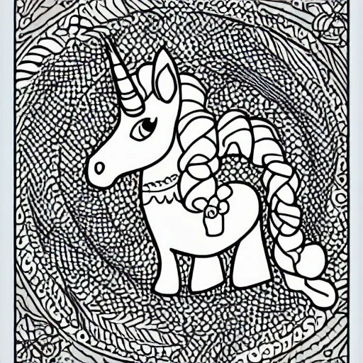 Image similar to full body unicorn, simple, children's coloring book, black and white