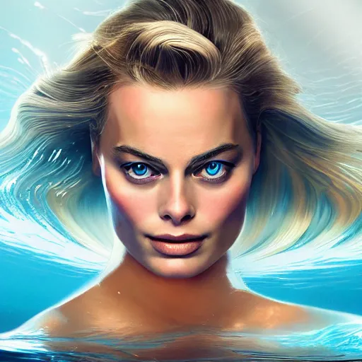 Image similar to margot robbie as water, award winning water photography, extremely detailed, artstation, 8 k, sensual lighting, incredible art, wlop, artgerm