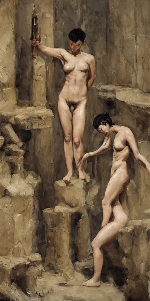 Prompt: oil painting scene from roman Thermae art by kim jung gi