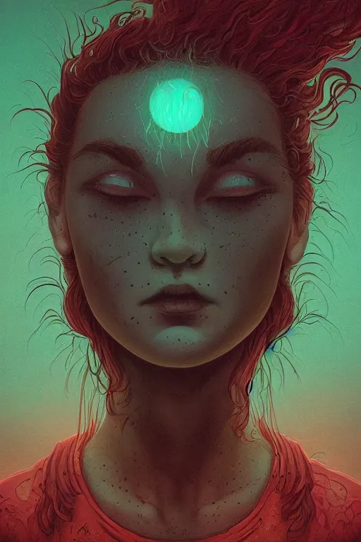 Image similar to moody emotional portrait of jewel grutfolk dreamer in the style of Rob Lefield and Dan Mumford , trending on artstation, digital art,surrealism ,macro,blueprint ,vaporwave ,