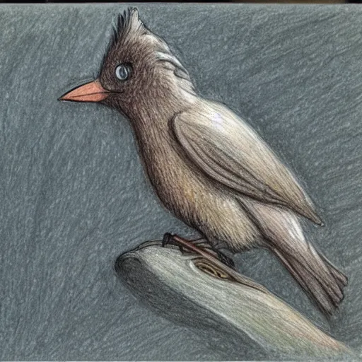 Image similar to A drawing of a bird painted by Ghibli in Madrid