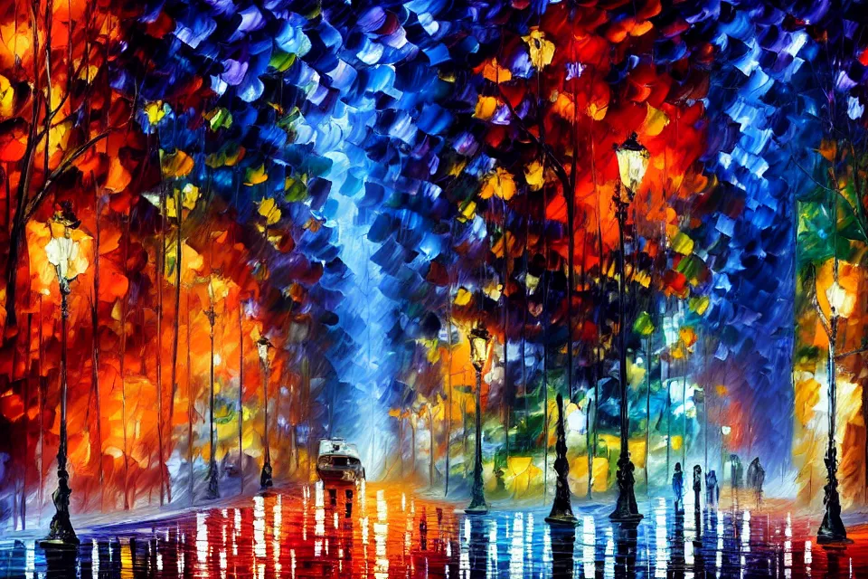 Prompt: a beautiful painting of new york at night by leonid afremov