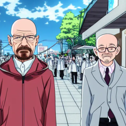 Image similar to Walter White in a Japan anime 4k detail