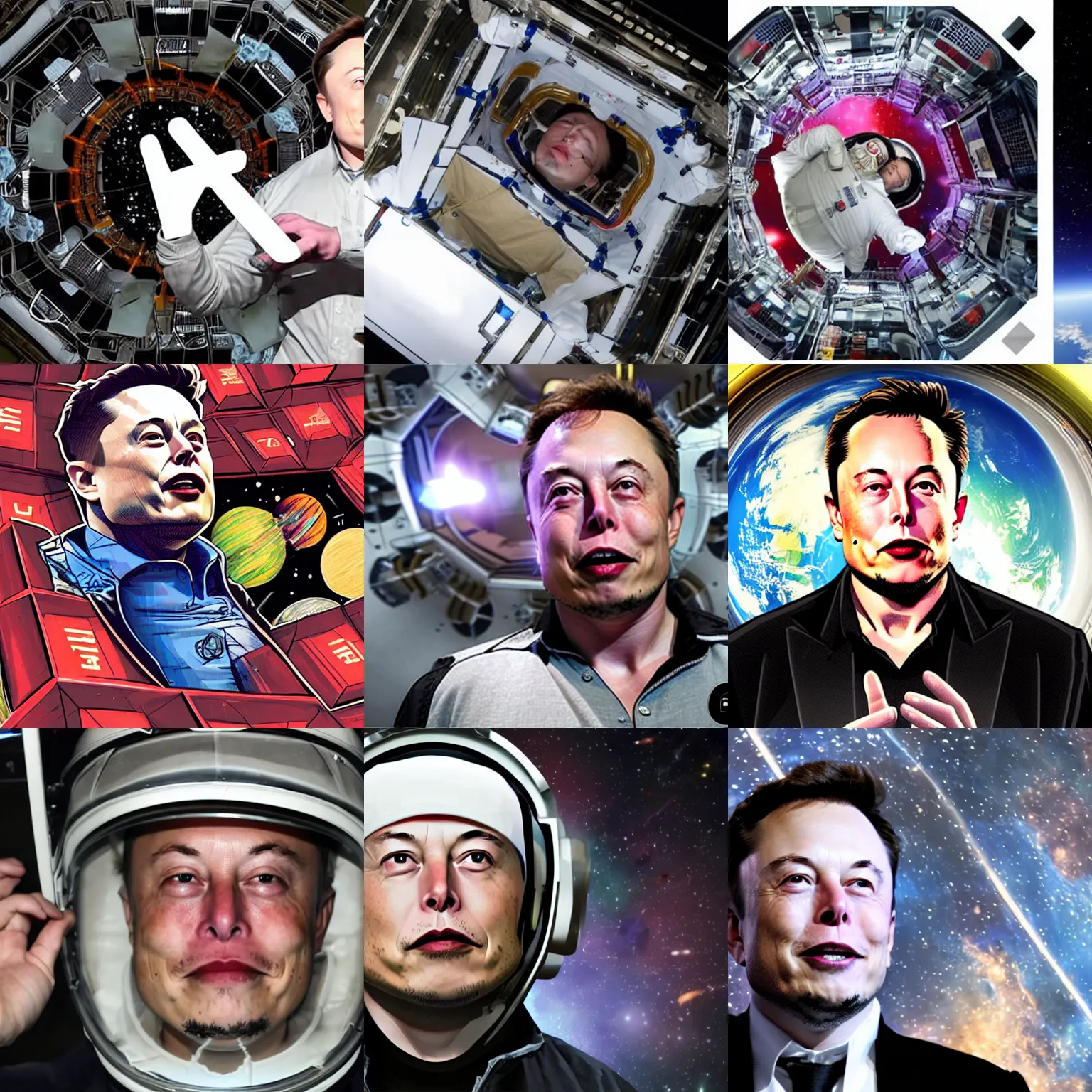 Prompt: elon musk trapped in a cube in outer space