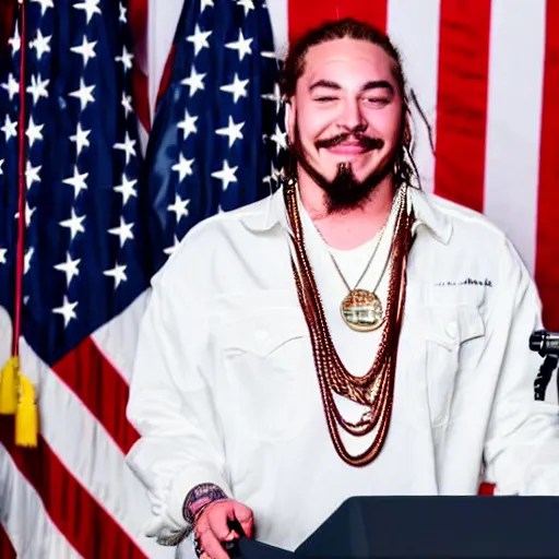 Image similar to Post Malone is elected president of the United States, photograph via The White House photographer