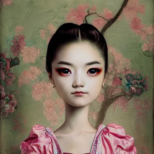 Image similar to a 3 d realistic image of a stunning women looking at the camera japonisme mark ryden pop 3 d 8 k ultra detailed