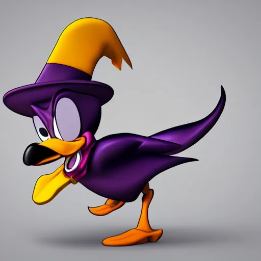 Prompt: photorealistic 3d darkwing duck