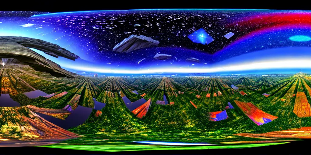 Prompt: equirectangular panorama landscape multiverse, trending on artstation, cinematic composition, beautiful lighting, hyper detailed, 8 k, oil on canvas