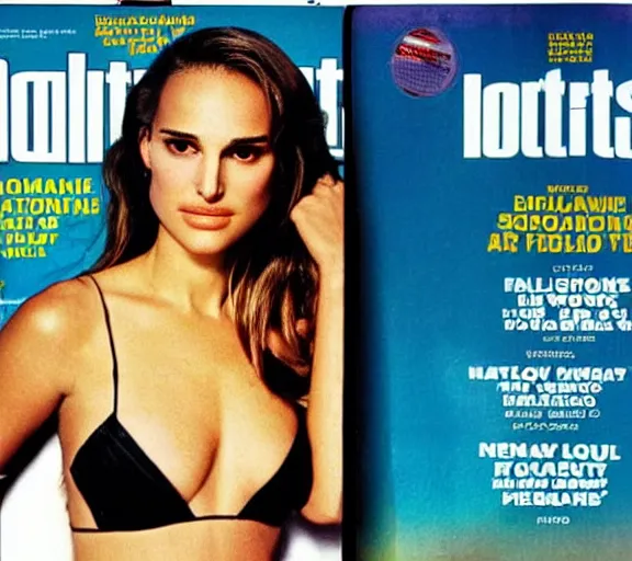 Prompt: natalie portman 1 8 years old on the cover of sports illustrated swimsuit edition magazine