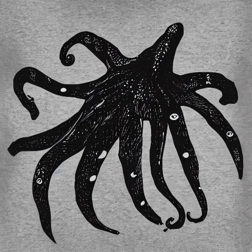 Prompt: tape damage land octopus hidden in darkness, dead trees, noire