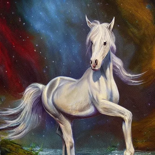 Image similar to a mer horse, fantasy art,